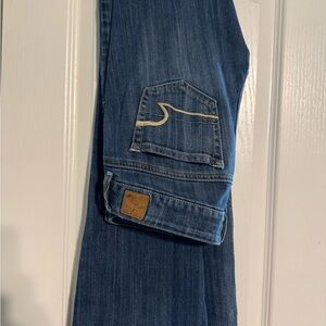 American Eagle Outfitters Blue Boot Cut Jeans with Subtle Fading